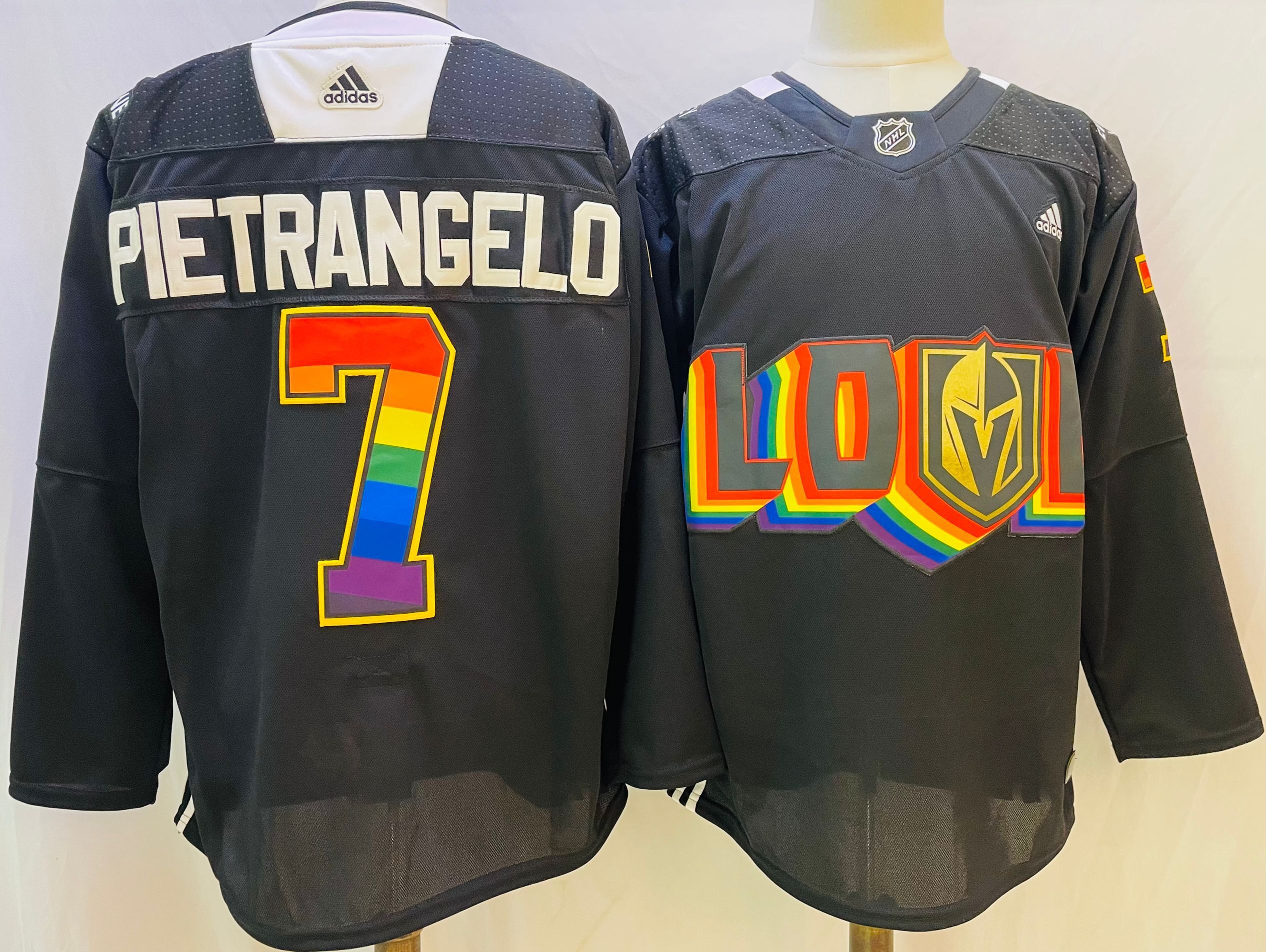 Men Vegas Golden Knights #7 Pietrangelo Black gold Stitched 2022 Adidas NHL Jersey